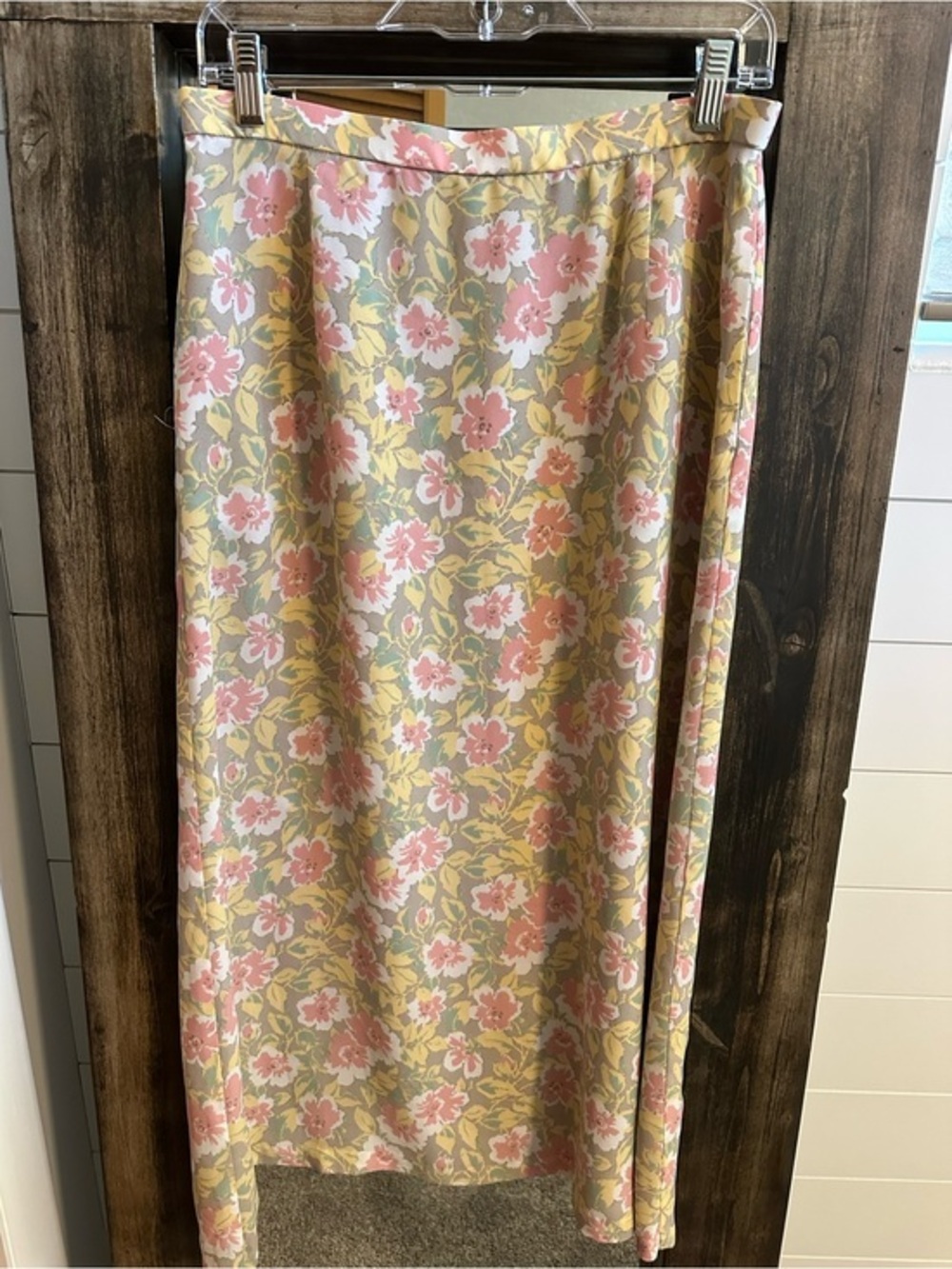 Pendleton Petite 12 Floral Midi Skirt Pink Yellow Sage A-Line Cottagecore
